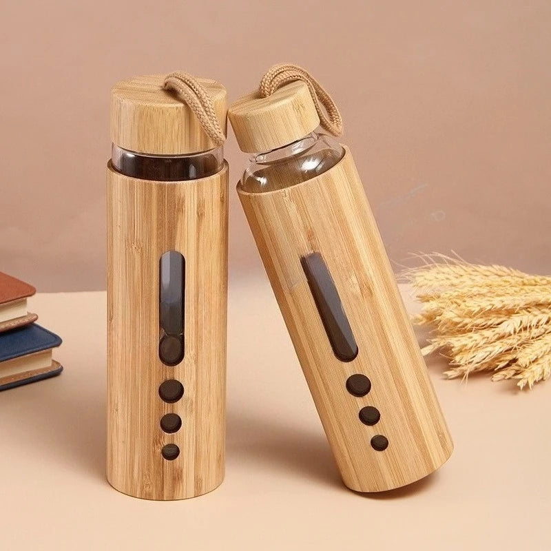 550ml Borosilicate Glass Water Bottle | Bamboo Sleeve Eco-Friendly Reusable Travel Drinkware