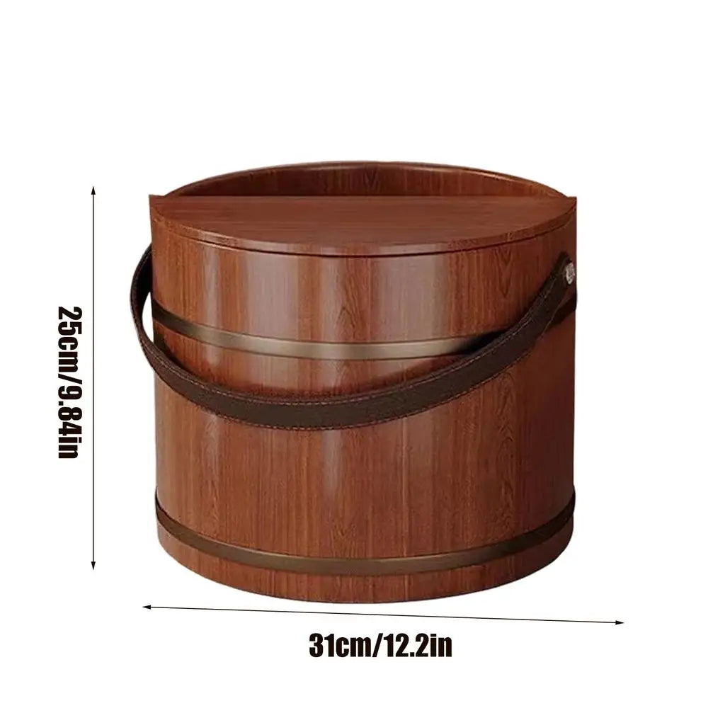 Wooden Foot Bath Tub with Lid Spa Soaking Basin for Relaxation Massage