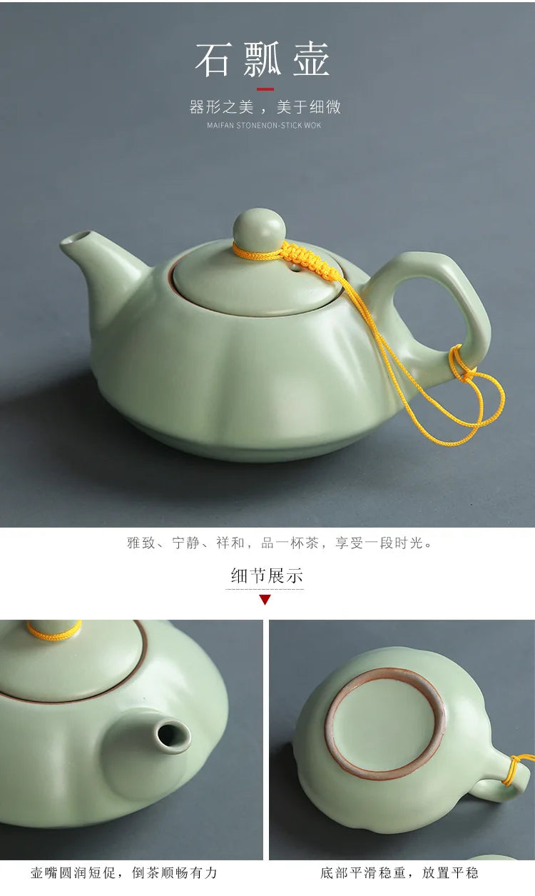 Premium Ceramic Tea Set | Coloured Glaze Teaware Gift Box for 6 | Business & Home Gifting