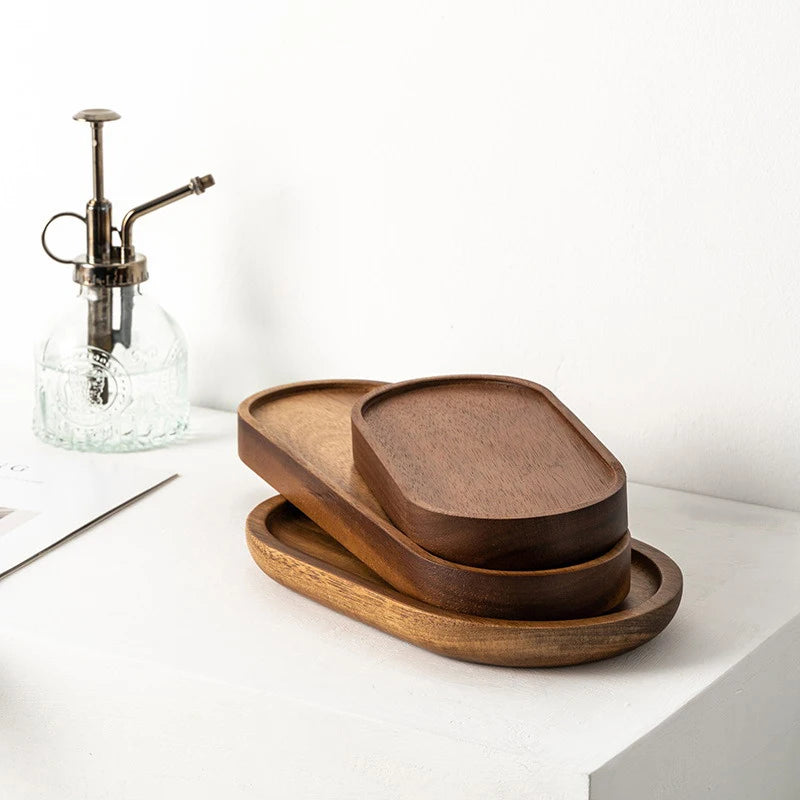 Solid Wood Food Serving Tray | Natural Wooden Tray for Kitchen, Dining & Home Décor