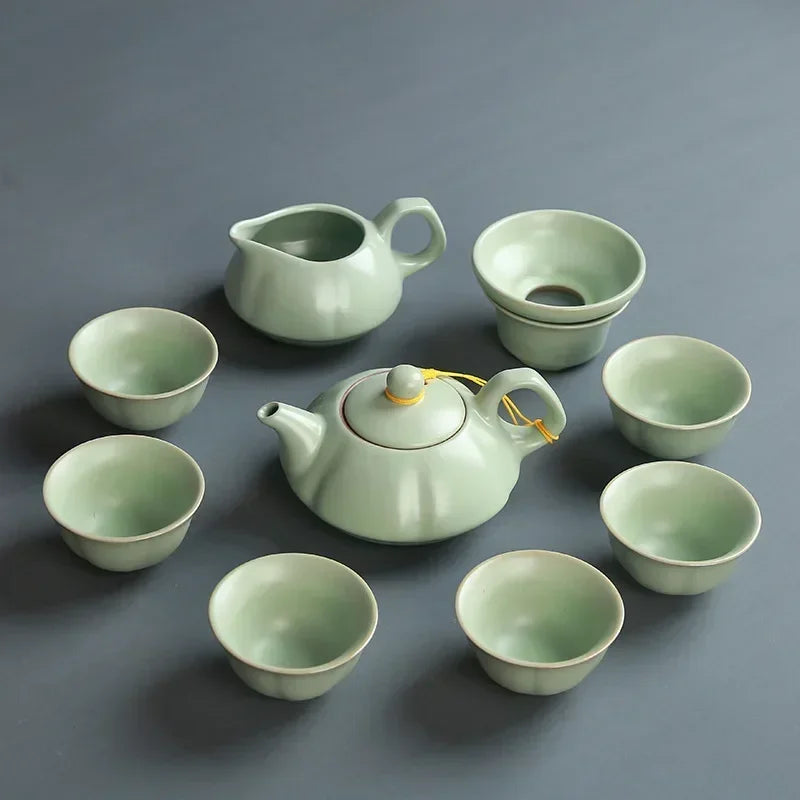 Premium Ceramic Tea Set | Coloured Glaze Teaware Gift Box for 6 | Business & Home Gifting