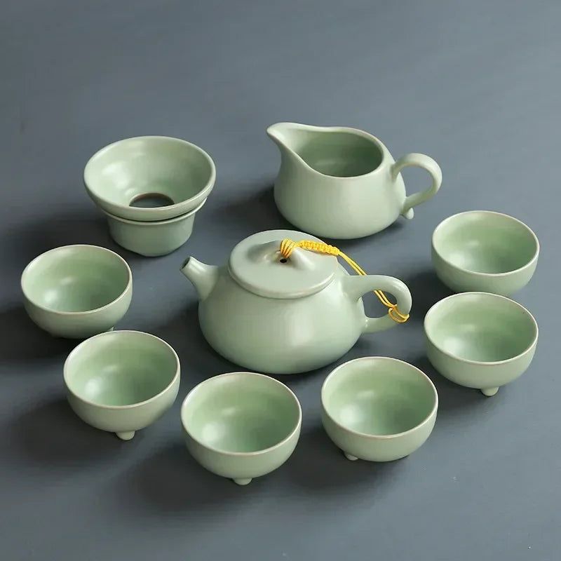 Premium Ceramic Tea Set | Coloured Glaze Teaware Gift Box for 6 | Business & Home Gifting