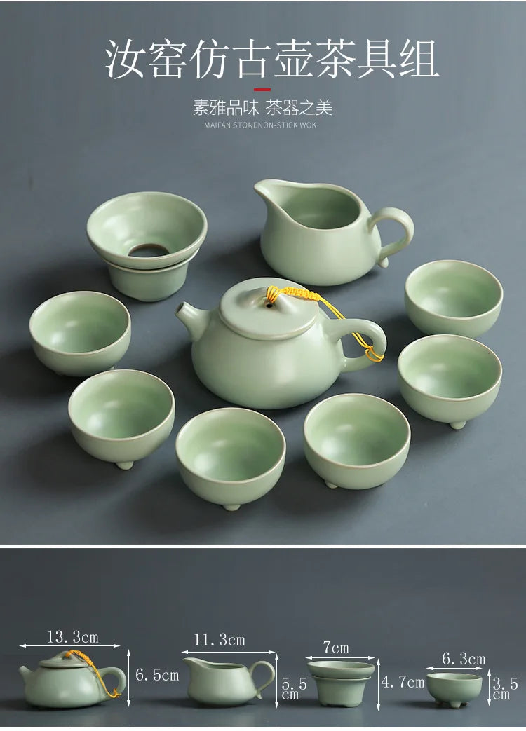 Premium Ceramic Tea Set | Coloured Glaze Teaware Gift Box for 6 | Business & Home Gifting