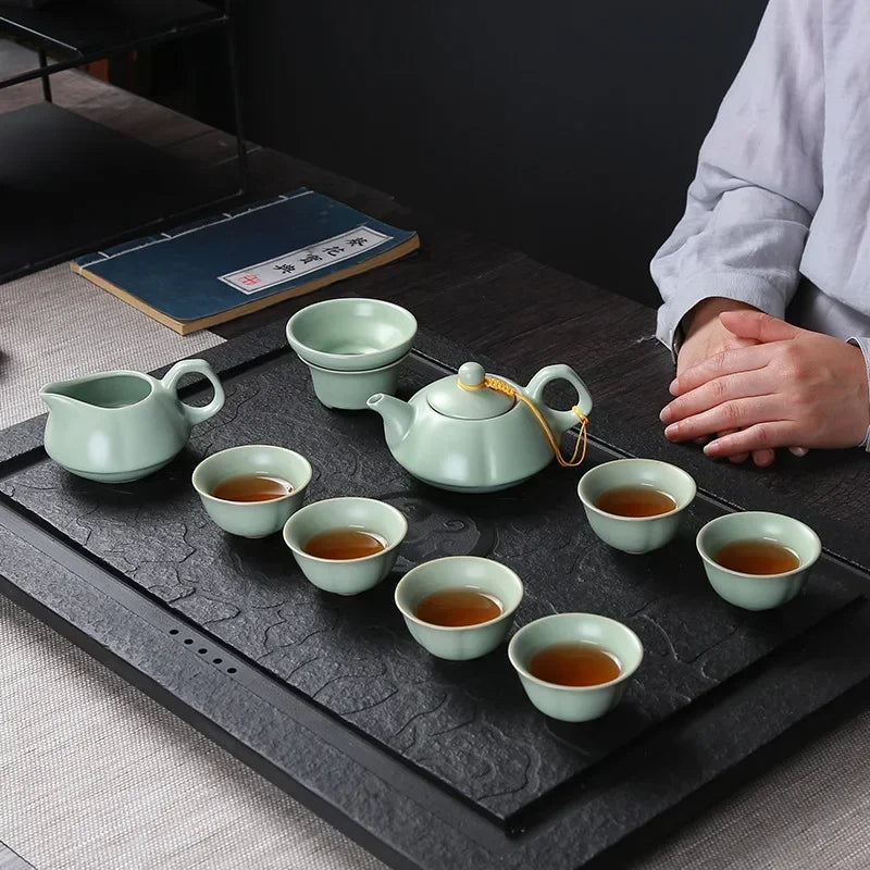 Premium Ceramic Tea Set | Coloured Glaze Teaware Gift Box for 6 | Business & Home Gifting