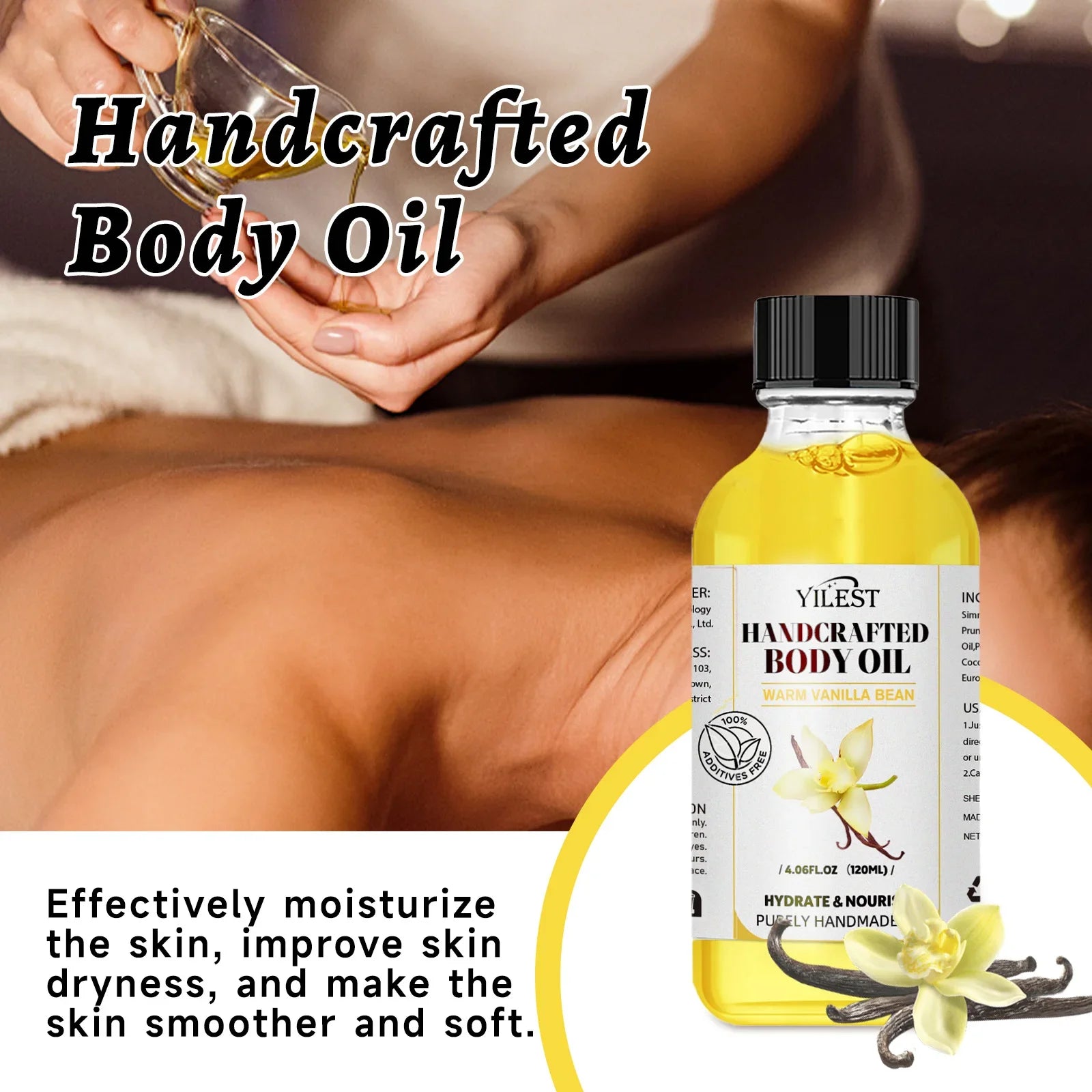 120ml Body Massage Oil | Relaxing Plant Essential Oil for Stress Relief, Muscle Nourishment & Spa