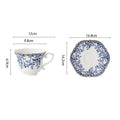 English Style Blue & White Porcelain Coffee Cup | Ceramic Cup with Tray