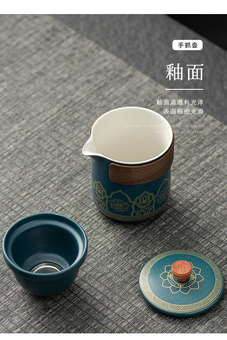 Portable Tea Ceremony Set | 1 Pot 4 Cups Travel Gift Box for Outdoor & Home