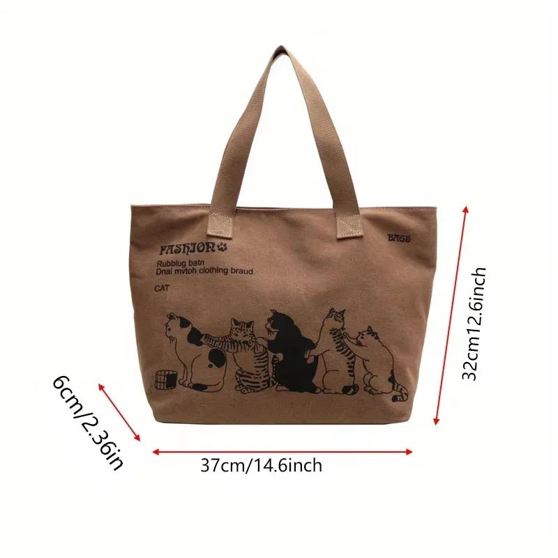 Women's Fashionable Canvas Tote Bag Spacious Durable Shoulder Bag with Zipper Closure Classic Design for Work