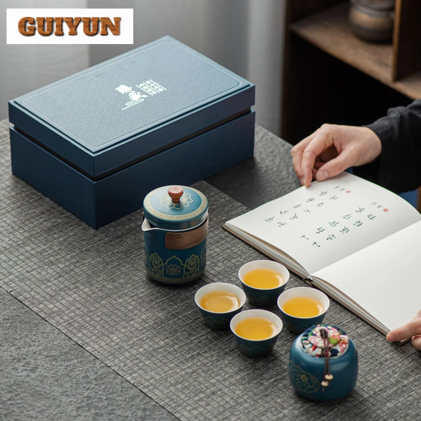 Portable Tea Ceremony Set | 1 Pot 4 Cups Travel Gift Box for Outdoor & Home