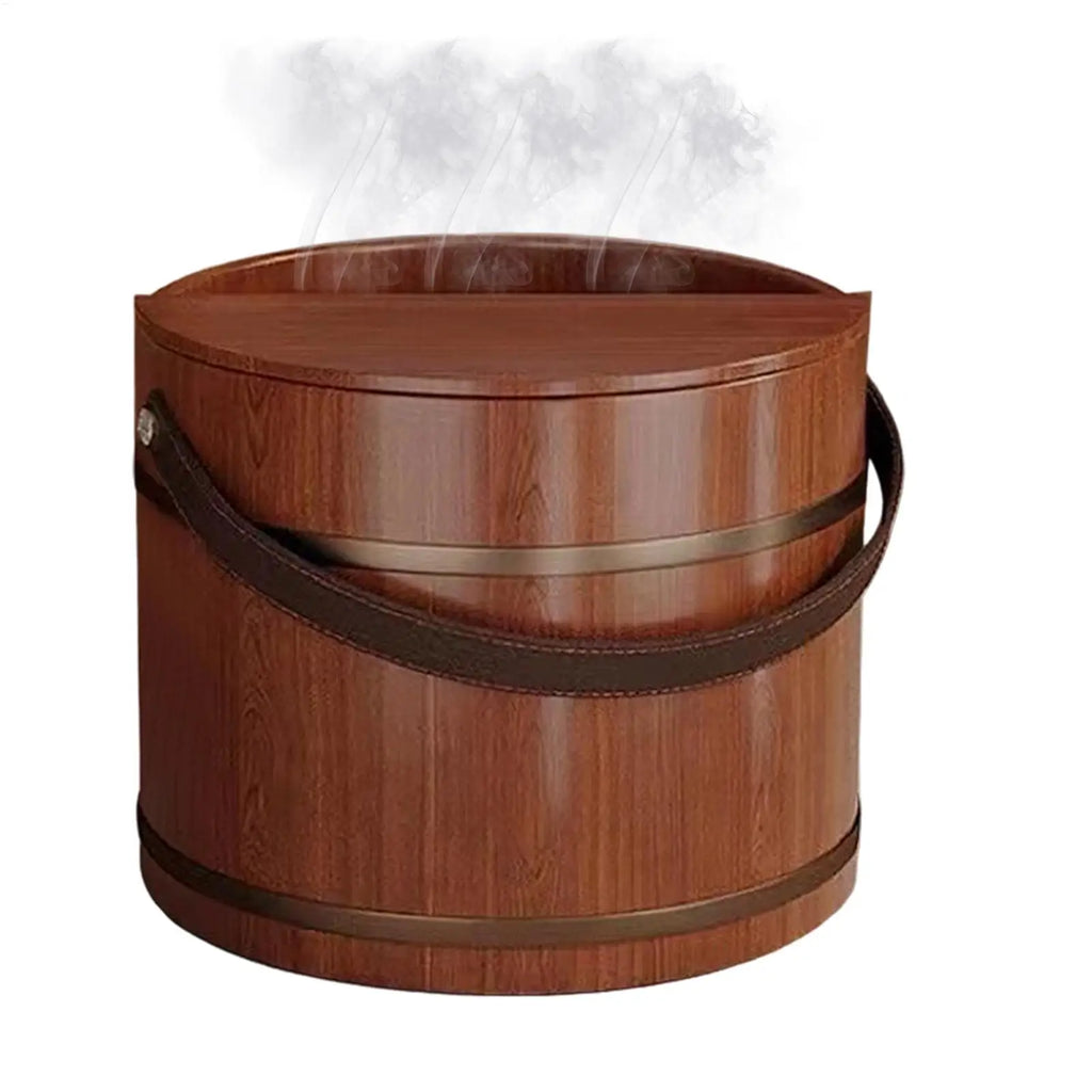 Wooden Foot Bath Tub with Lid Spa Soaking Basin for Relaxation Massage