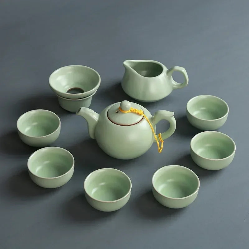 Premium Ceramic Tea Set | Coloured Glaze Teaware Gift Box for 6 | Business & Home Gifting