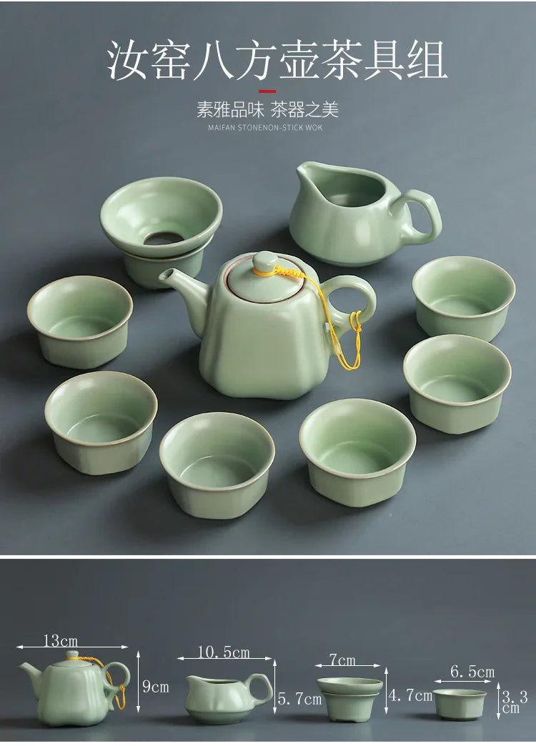 Premium Ceramic Tea Set | Coloured Glaze Teaware Gift Box for 6 | Business & Home Gifting