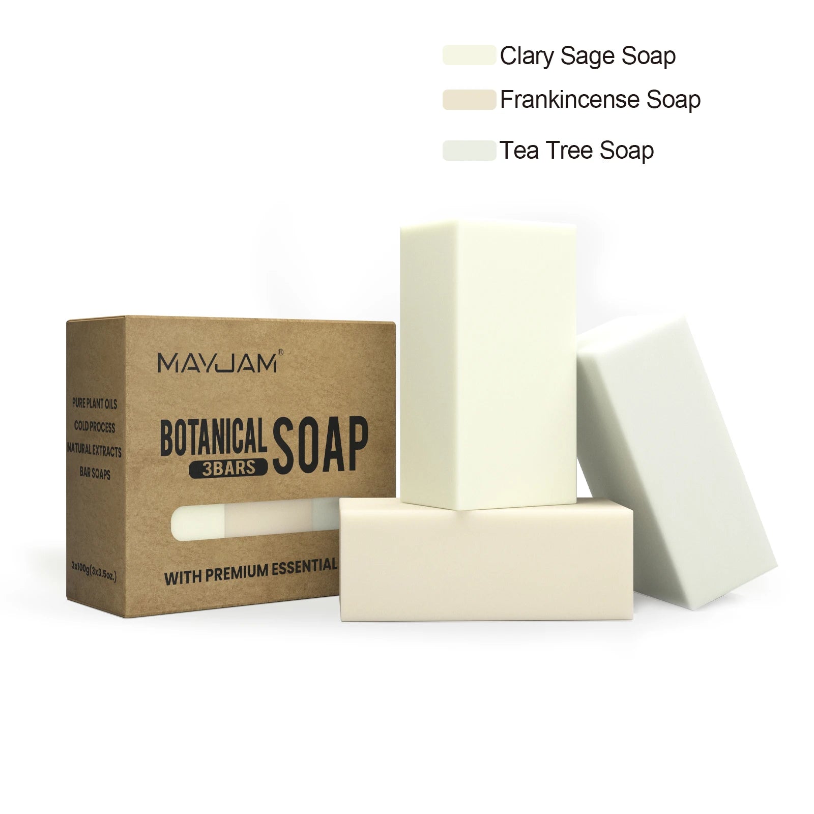 Handmade Essential Oil Soap Gift Set | 3-Pack Chamomile, Tea Tree, Lemongrass & Frankincense