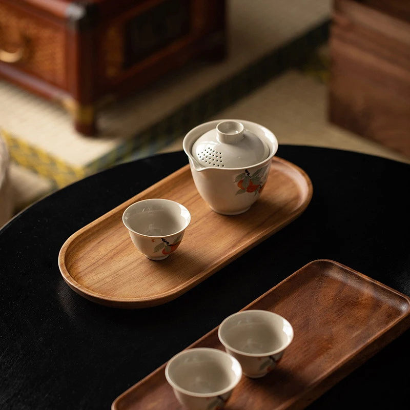 Solid Wood Food Serving Tray | Natural Wooden Tray for Kitchen, Dining & Home Décor