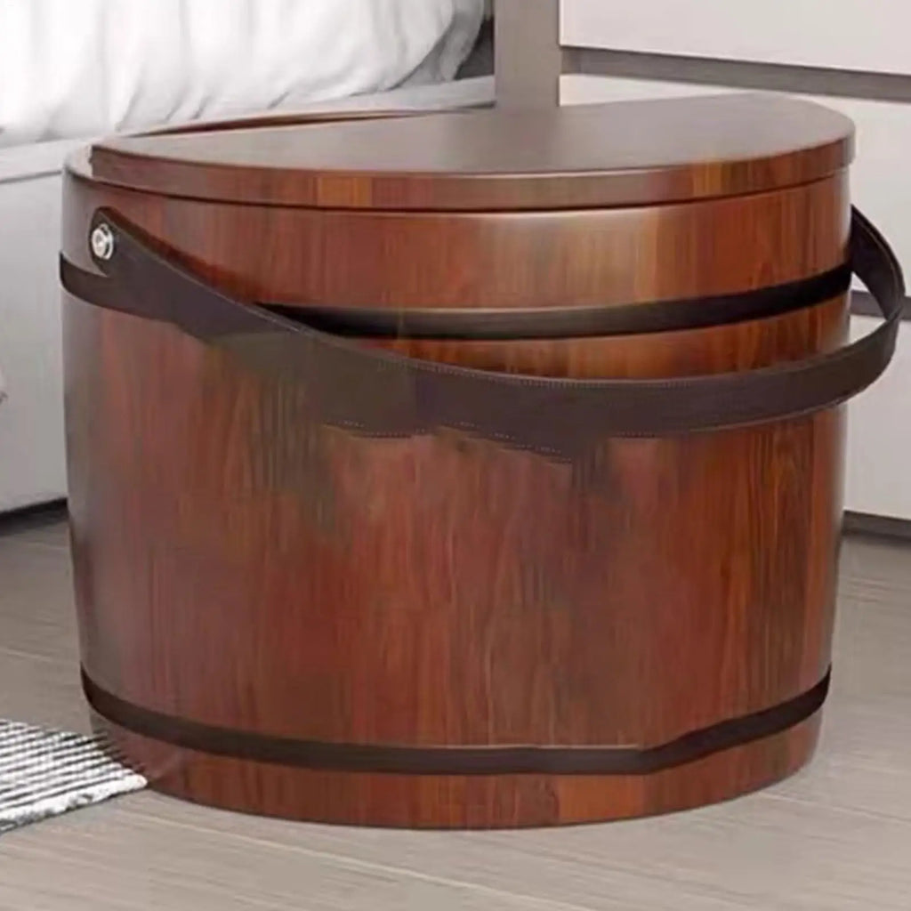 Wooden Foot Bath Tub with Lid Spa Soaking Basin for Relaxation Massage