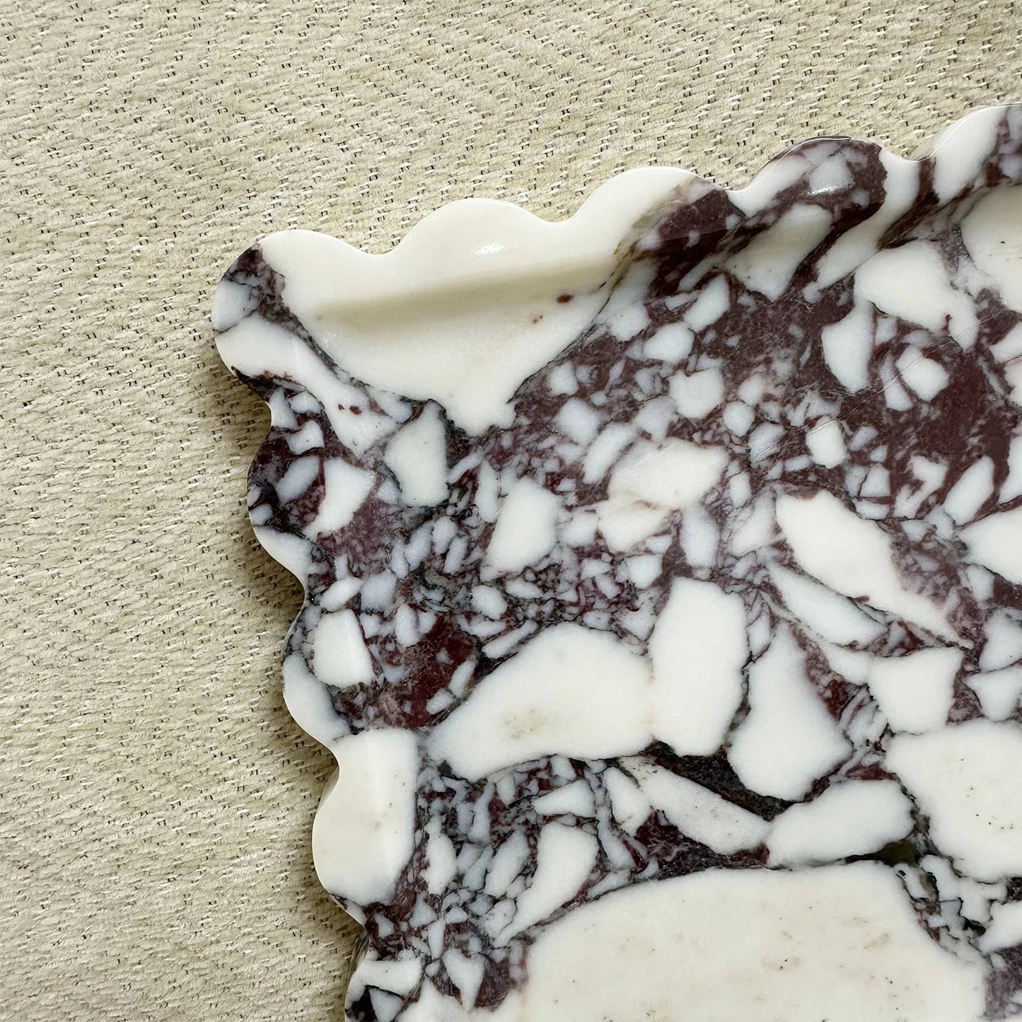 Travertine Stone Tray | Square Scalloped Edge Natural Stone Jewellery & Vanity Organiser